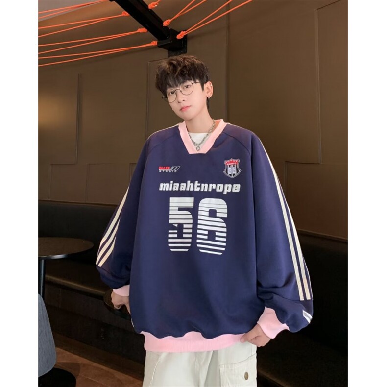港风文艺纯色卫衣男春秋宽松潮流长袖打底衫,男装卫衣,星座716-3