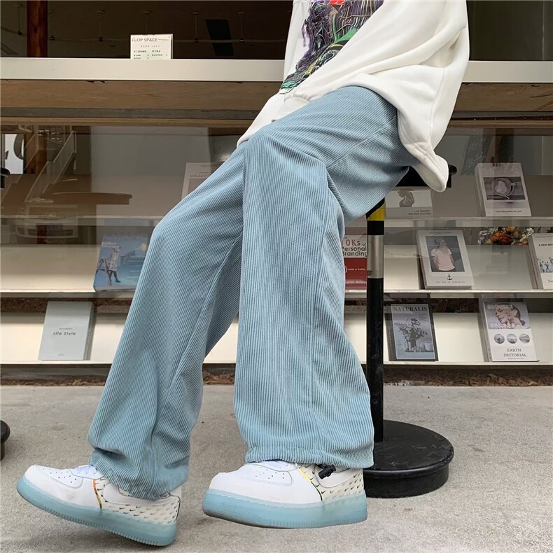 加绒灯芯绒休闲裤男韩版潮流直筒裤子2024冬季ins长裤K4925-P30,男装休闲裤,星座412-2