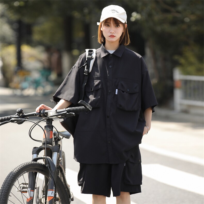 短袖衬衫男新款夏季薄款透气搭配一套短裤宽松翻领衬衣TZ076-P88,男装衬衫,星座308B-2