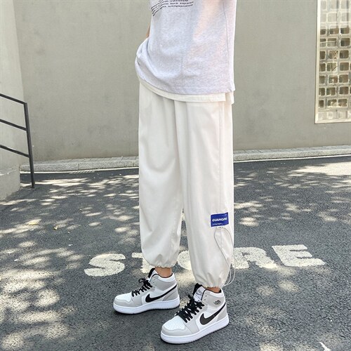 2024夏季新款港风外景宽松大码冰感透气束脚休闲裤1537-P35，男装休闲裤，星座914-3