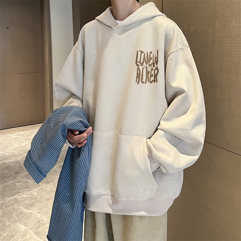 480g重磅卫衣男款春秋季字母高街vibe美式连帽衫潮牌大码宽松外套,男装卫衣,电商B205