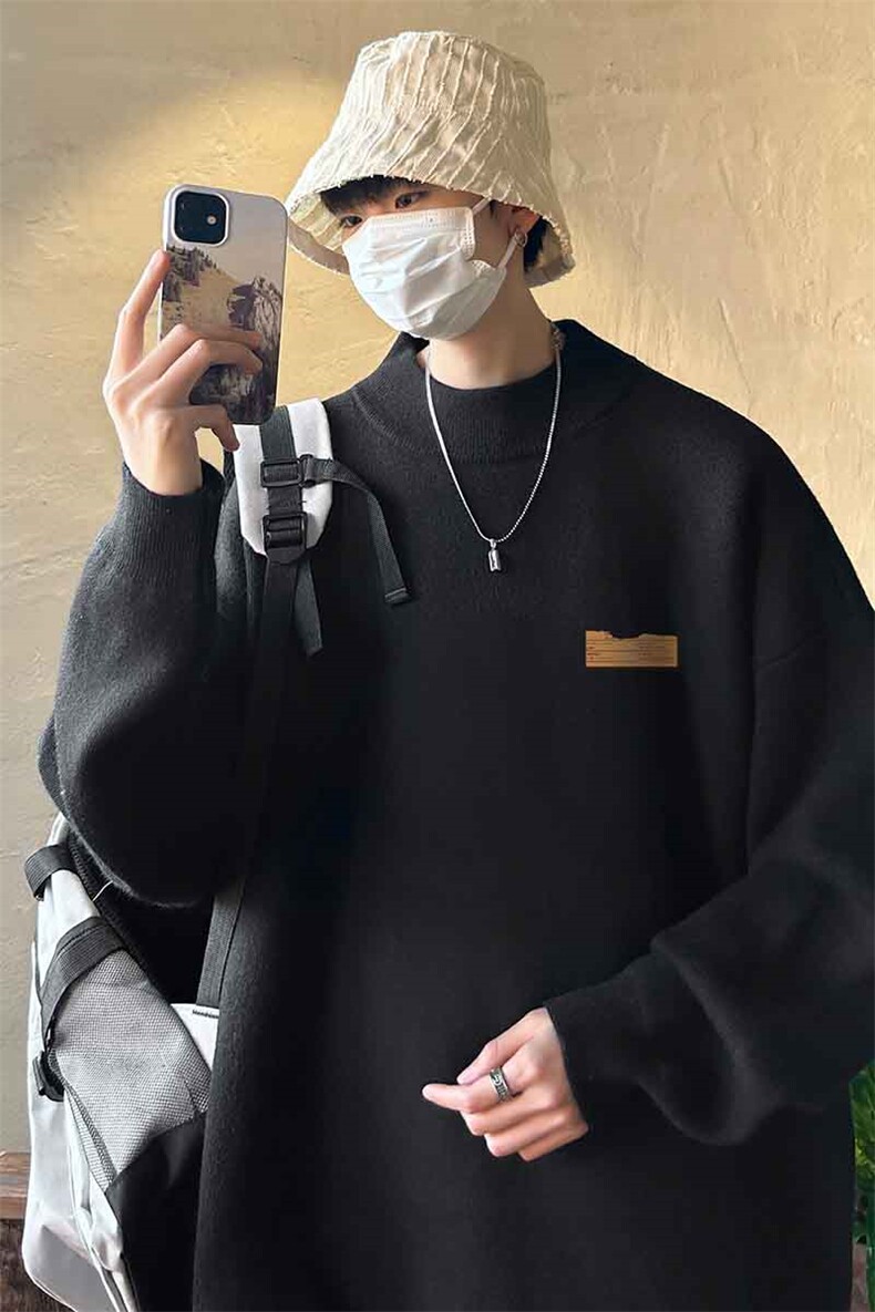 控68半高领毛衣男士大码针织衫男毛线衣男M18293-P45加绒款-P65,男装针织衫/毛衣,电商A040
