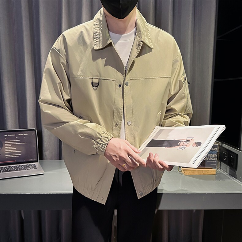 新款社会小伙秋冬男时尚工装夹克男店主外套JK802-P78控128灰色,男装夹克,星座301B-1