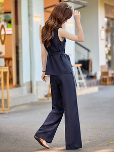 老钱风亚麻套装女2026夏新款巨好看的职业气质无袖衬衫阔腿裤穿搭图片