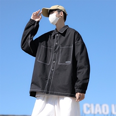 男夹克衫工装风翻领百搭休闲贴标外套学生衣服潮JK031-P48，男装夹克，星座308B-1