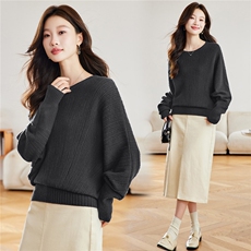 100羊毛高级感气质蝙蝠袖毛衣女2025新款秋冬季单穿针织衫上衣，女装羊毛衫，艾米