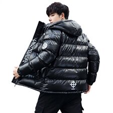 新款主推2021冬季连帽棉衣男修身大码亮面棉服加厚保暖外套P90，男装棉衣，星座410-6（原星座1304-1）