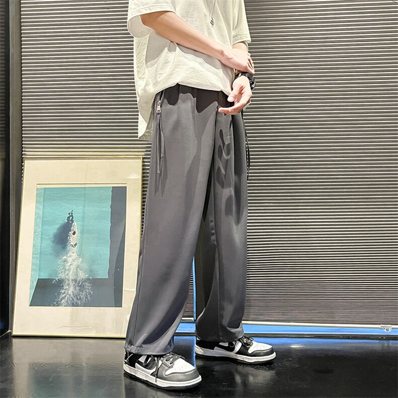 港风垂感西裤ins直筒宽松男士裤子夏季薄款AT100P38,男装休闲裤,星座1116-2