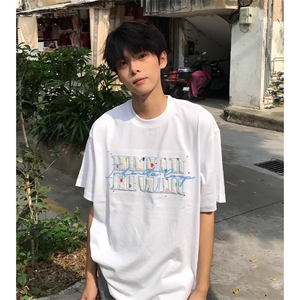 万针全刺绣工艺抖音得物高品质260克重磅纯棉双纱美式高街短袖T恤图片