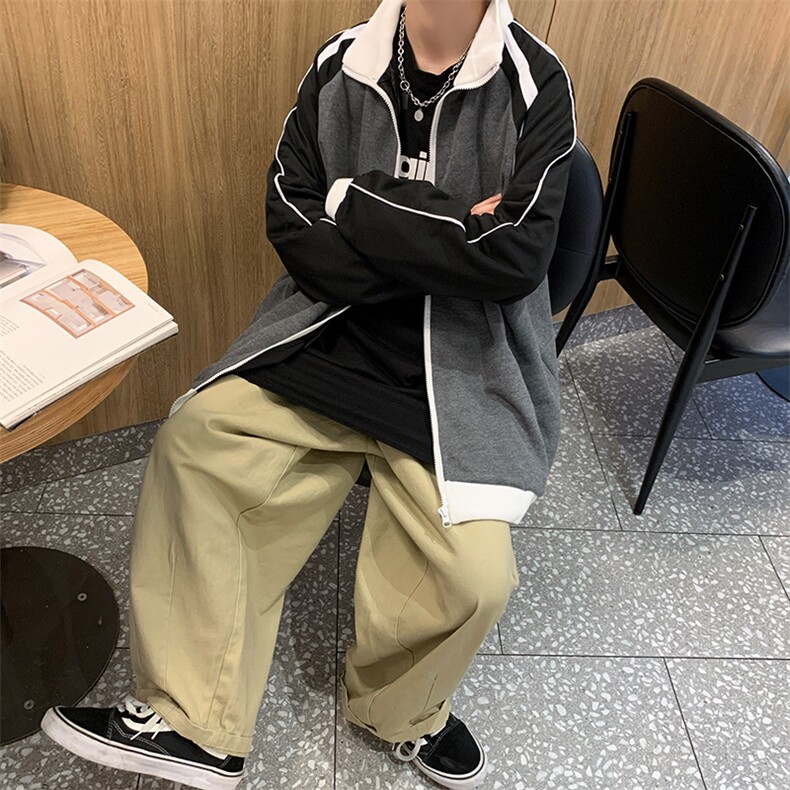 新款潮ins港风韩版潮流秋季男装棒球服慵懒风开衫卫衣W1640-P40,男装夹克,星座512-2