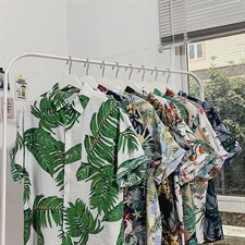 2021夏季新日系大码男港风沙滩情侣休闲短袖印花衬衫C3016-P35，男装衬衫，电商A001