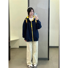 美式撞色卫衣外套秋冬开衫连帽拉链上衣潮WQ01-P45，女装短外套，星座208-5