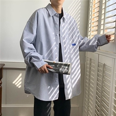 C151-P34日系cityboy蓝色条纹长袖衬衫，男装T恤，电商B323A
