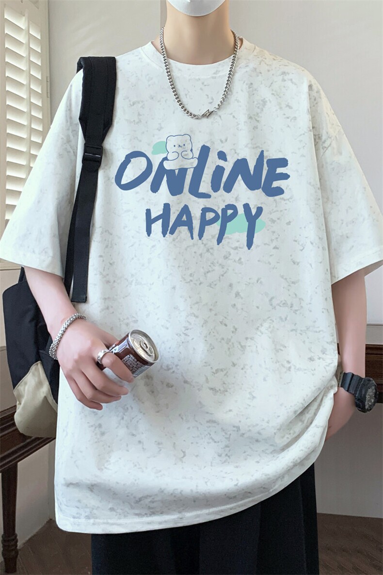 ！2026夏季新款男士潮牌印花短袖T恤小碎花半袖T2560特P25,男装T恤,电商B220