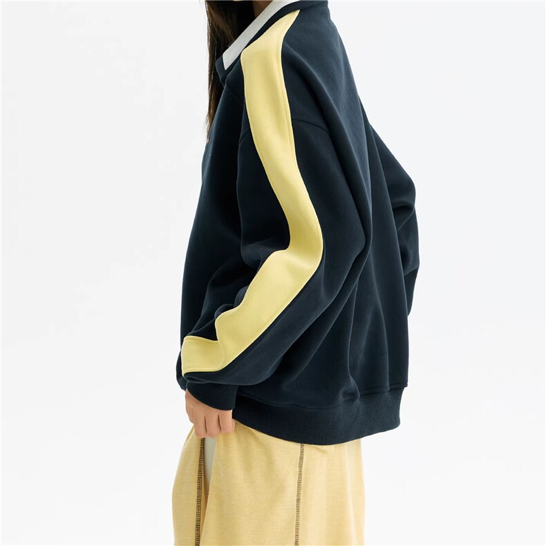 WY848-P55-450克重磅美式学院风拼接卫衣2026春季新款情侣卫衣,男装卫衣,星座1811B
