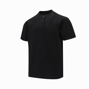 2025夏季新款港风日系纯色亨利领短袖T恤男潮 XZ213-TX15-P35控58图片