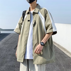 衬衫男韩版潮流拼色帅文艺2026夏季新款ins宽松百搭外套CY179-P35图片