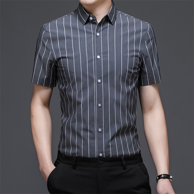 C6850钱塘2020-1商务休闲百搭夏季薄款中年男士短袖衬衫P55,男装T恤,钱塘207-1