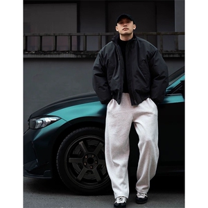 抖音得物 美式潮休闲夹克春季立领纯色复古工装加厚棉服外套MF01图片