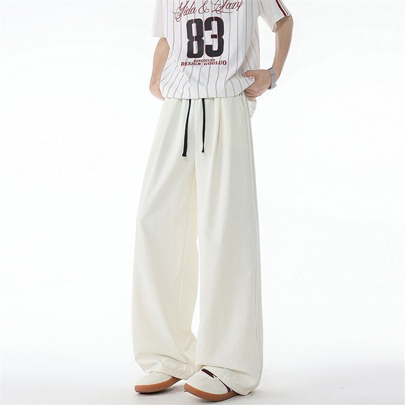 8XL-M 撞色山本裤男夏季薄宽松垂感休闲慵懒速干冰丝阔腿裤K9153图片