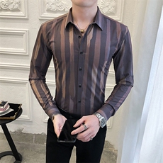 312A-5-275-P55长袖高级感秋季休闲英伦发型师韩版纯色男士衬衣，男装衬衫，星座312A-5