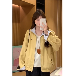 2025新款春秋美式韩版两面穿做旧哈灵顿夹克正反穿宽松外套男女潮图片