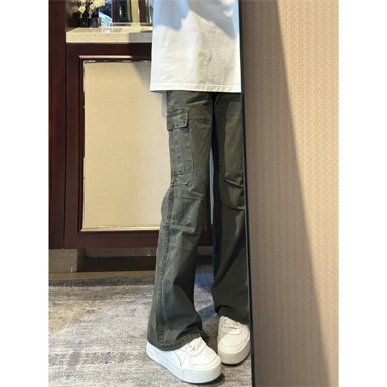 GZK112LL-特P55 cleanfit军绿色工装裤男款宽松直筒阔腿裤图片
