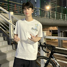 万针全刺绣解构设计260克重磅双纱纯棉高品质美式高街短袖T恤特35，男装T恤，电商A486
