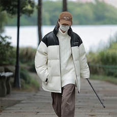 港风潮牌新款亮皮防水立领棉服潮流保暖棉衣M083S-P100控139，男装棉衣，星座717