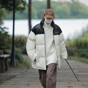港风潮牌新款亮皮防水立领棉服潮流保暖棉衣M083S-P100控139图片