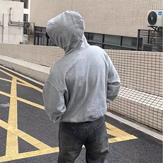抖音得物高品质二开美式高街重磅结构辑明线纹理连帽卫衣外套W109，男装卫衣，电商A486