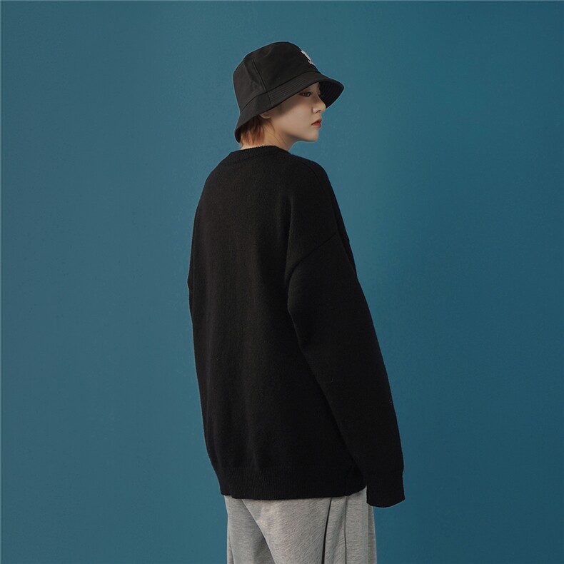1港风宽松中性情侣潮流纯色大码M-5XL毛衣男外套7979P45加绒P55,男装针织衫/毛衣,星座226-2