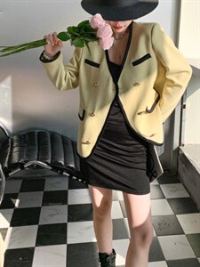 撞色边小香风外套,其它,祖玛