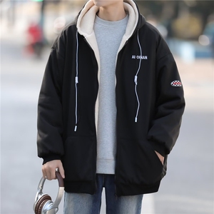 慵懒风情侣新款连帽卫衣外套男秋冬宽松百搭设计开衫上衣潮牌图片