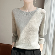 2025年秋季套头一线半高圆领短袖，女装羊绒衫，多娇羊绒