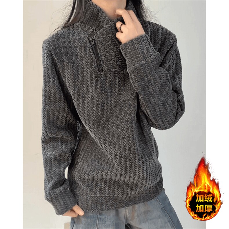 WY858R-P35常规28原版现货有量来谈斜领拉链重磅卫衣鱼骨纹长袖，男装卫衣，星座215-1