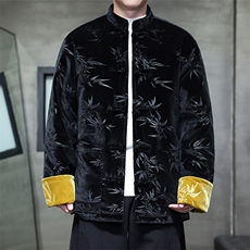 25新中式丝绒竹叶压花高级感大码现货棉服MY9913-P130控189，男装棉衣，电商A021