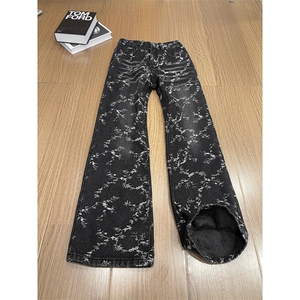 B221美式ins高街提花宽松微喇加绒牛仔裤 LK24225-特P58控88图片