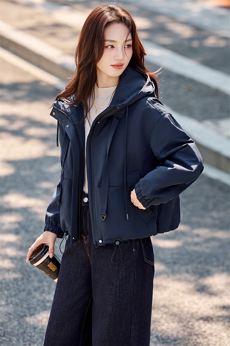 2025秋冬装新款时尚简约气质休闲收腰加绒派克服女装外套,女装棉衣/棉服,香水丽阁