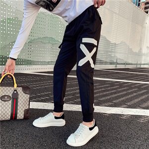 CK55/P65控88 2021春秋社会小伙潮流痞帅束脚简约百搭运动长裤男黑图片