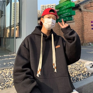 连帽卫衣女秋冬季韩版宽松设计感小众加绒加厚小个子华夫格外套潮图片