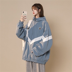 现货时尚学院风防风防水拼接撞色情侣外套XZ301AWT102P78，女装短外套，星座301A