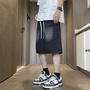 港风复古高街风舒适亲肤水洗牛仔裤宽松五分短裤 DK786-特批35图片