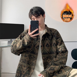 冬季新款巴洛克毛呢衬衫加厚银狐绒夹克外套J5251J加绒特P65控128,男装夹克,电商A001