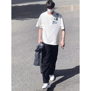 万针全刺绣解构设计260克重磅双纱纯棉高品质美式高街短袖T恤特39图片