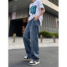 美式高街vibe风直筒长裤欧美痞帅男hiphop复古水洗拼接工装牛仔裤，男装牛仔裤，星座301D-4(原星座1004-4）
