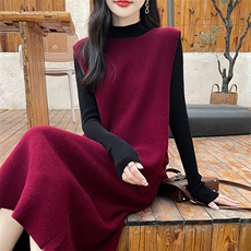 2024年秋季时尚潮流芝麻点马甲套装裙两件套，女装套装/套裙，美雪羊绒