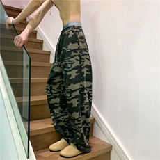 KZ116-尺码S-3XL-P45-X80-美式复古迷彩针织卫裤宽松弯刀休闲裤，男装休闲裤，星座1811B
