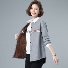 【货源稳定常年不下架】2024秋冬季新款刺绣加绒保暖衬衫D513，女装衬衫，板酷