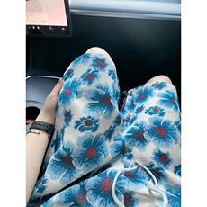 YK86069-P2380%涤20%棉海岛风蓝色小花短裤男夏季新款沙滩裤，男装牛仔裤，电商A086-1